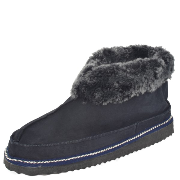 Sonia Originelli Hüttenhausschuh Lammfell Schaffell Leder Fellkranz Feste Sohle