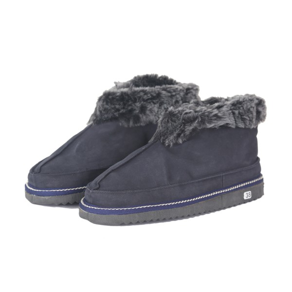 Sonia Originelli Hüttenhausschuh Lammfell Schaffell Leder Fellkranz feste Sohle