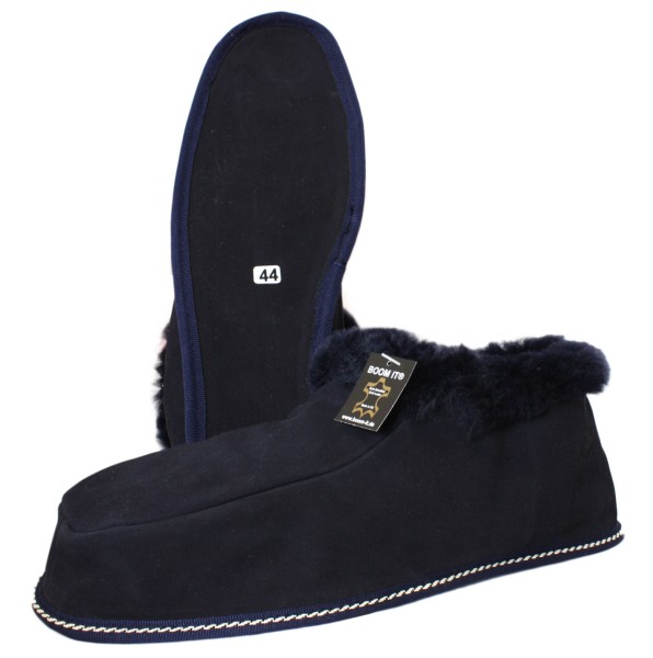 Sonia Originelli Hüttenhausschuh Lammfell Schaffell Leder Warm Fellkranz