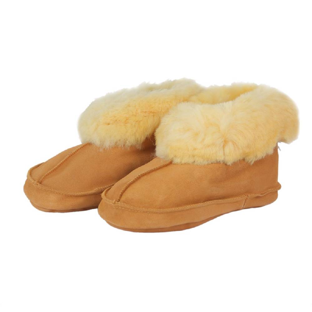 Sonia Originelli Hüttenhausschuh Schaffell Lammfell Echtes Leder Fellkranz