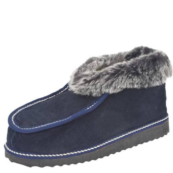 Sonia Originelli Hüttenhausschuh Schaffell Lammfell Feste Sohle Leder