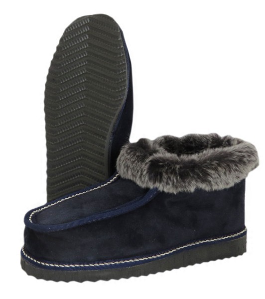 Sonia Originelli Hüttenhausschuh Schaffell Lammfell Feste Sohle Leder