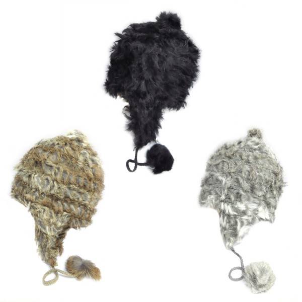 Sonia Originelli Inkamütze Echtfell Angora Winter Mütze Weich Bommel