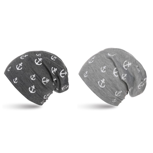 Sonia Originelli Kinder Beanie "Mini Anker" Maritim Mütze Overall Print