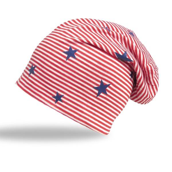 Sonia Originelli Kinder Beanie Mütze "kleine Sterne" Streifen Jersey Unisex