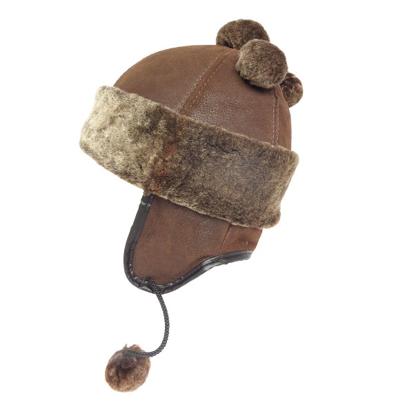 Sonia Originelli Kinder Damen Inkamütze Lammfell Bommel Leder