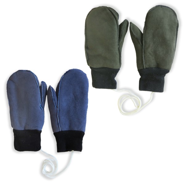 Sonia Originelli Kinder Fausthandschuh Leder Band Schaf Lammfell Strick