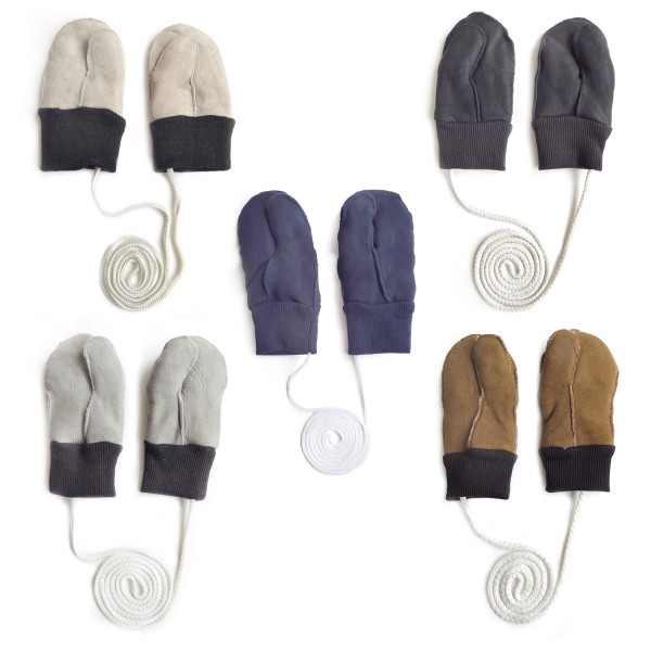 Sonia Originelli Kinder Fausthandschuh Leder Band Schaf Lammfell Strick