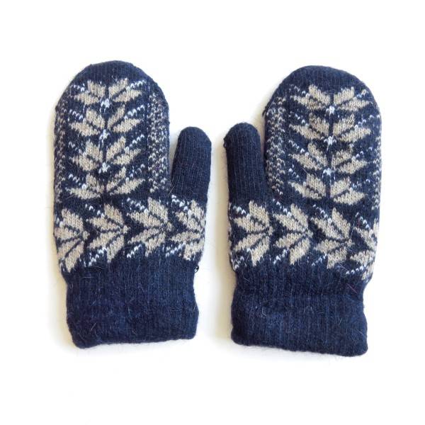 Sonia Originelli Kinder Fausthandschuhe Angorawolle Norweger Muster Fäustel Schneeflocken