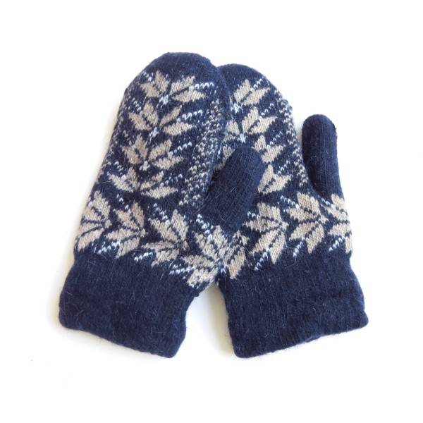 Sonia Originelli Kinder Fausthandschuhe Angorawolle Norweger Muster Fäustel Schneeflocken