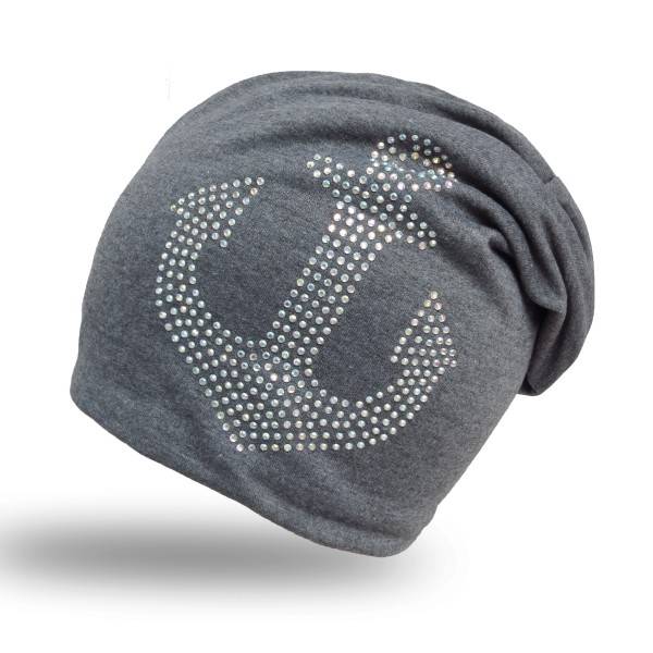 Sonia Originelli Kinder Fleece Beanie "Anker Strass" Steine Winter Maritim