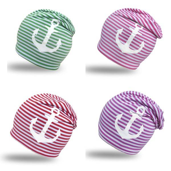 Sonia Originelli Kinder Fleece Beanie "Anker" Streifen Maritim Winter