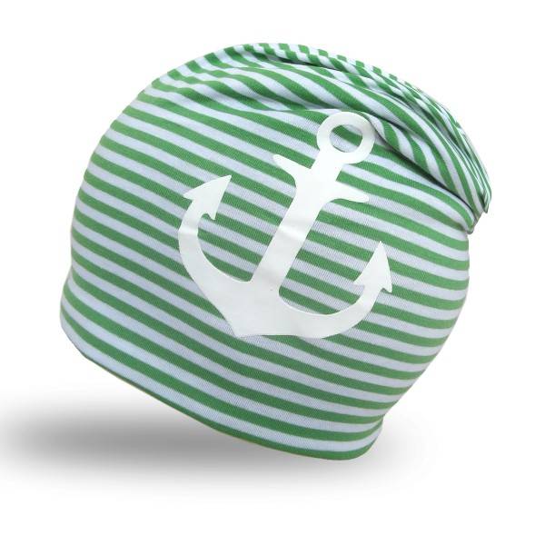 Sonia Originelli Kinder Fleece Beanie "Anker" Streifen maritim Winter