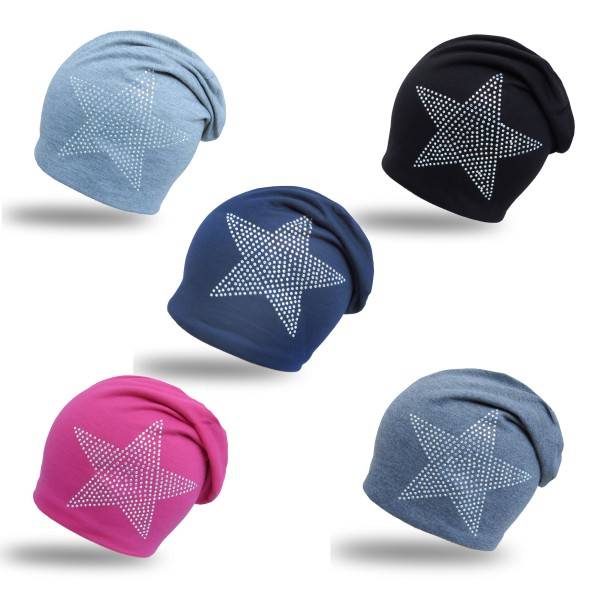 Sonia Originelli Kinder Fleece Beanie "Stern Strass" Steine Winter