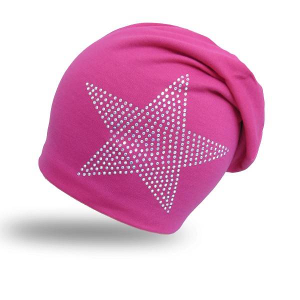 Sonia Originelli Kinder Fleece Beanie "Stern Strass" Steine Winter