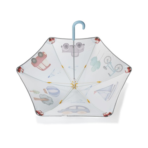 Sonia Originelli Kinder Regenschirm Reflektierend Sicherheitsschirm Autos Fahrzeuge Ballon Segelboot
