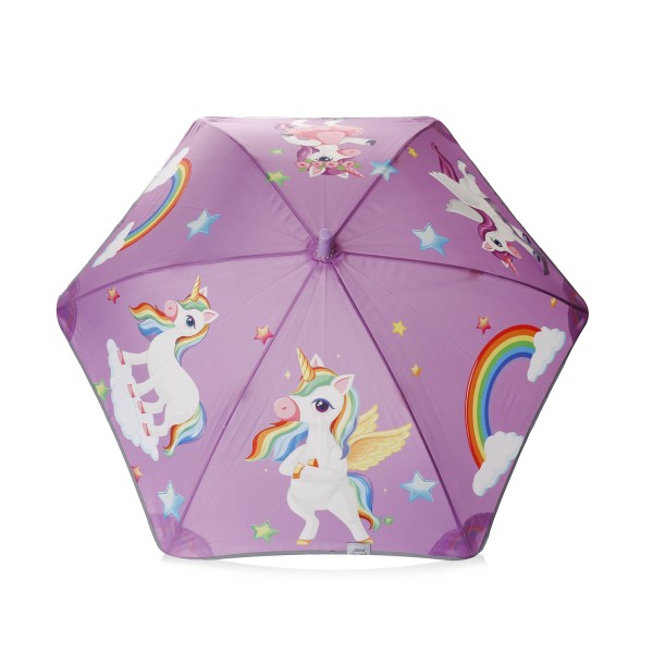 Sonia Originelli Kinder Regenschirm reflektierend Sicherheitsschirm Einhorn lila rosa Sternchen Unicorn