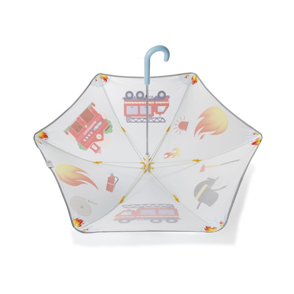 Sonia Originelli Kinder Regenschirm Reflektierend Sicherheitsschirm Feuerwehr Tatü Tata Auto