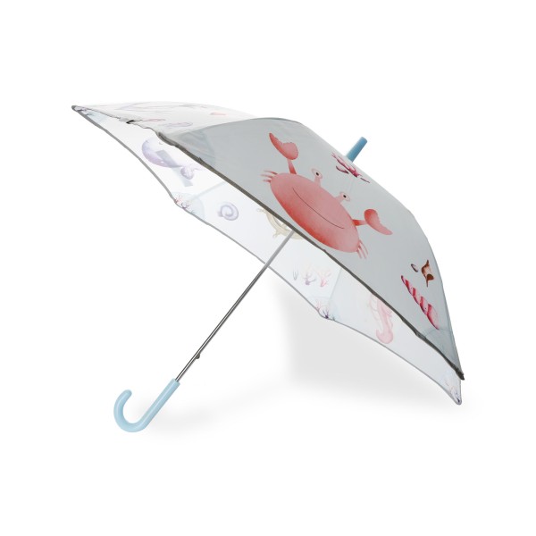 Sonia Originelli Kinder Regenschirm Reflektierend Sicherheitsschirm Maritim Fische Krabbe Leuchtturm