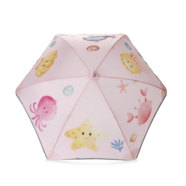 Sonia Originelli Kinder Regenschirm reflektierend Sicherheitsschirm maritim Fische Krabbe Muschel Qualle Seestern ros
