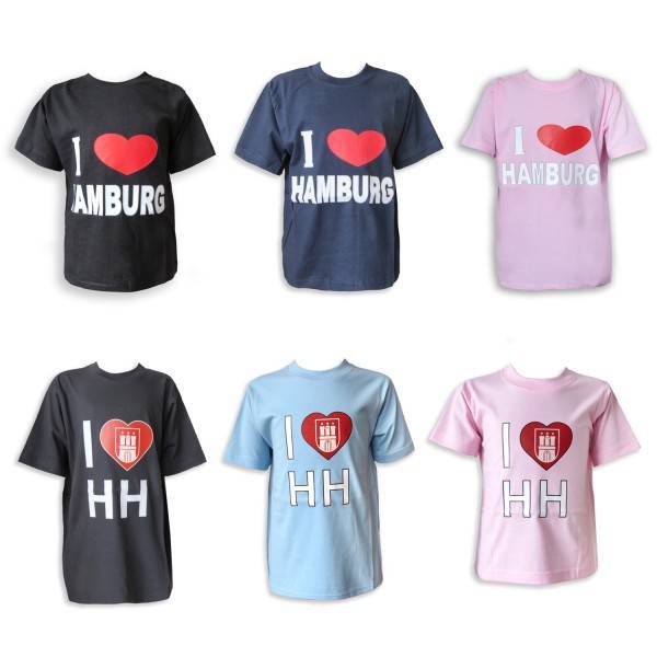 Sonia Originelli Kinder T-Shirt "I Love Hamburg" Wappen Baumwolle