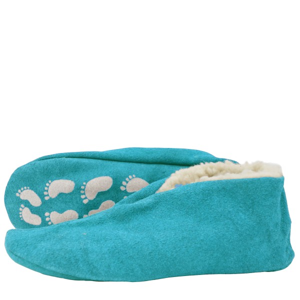 Sonia Originelli Kinder Wildlederhausschuh "Antirutsch" ABS Stopper Leder Kuschelfell