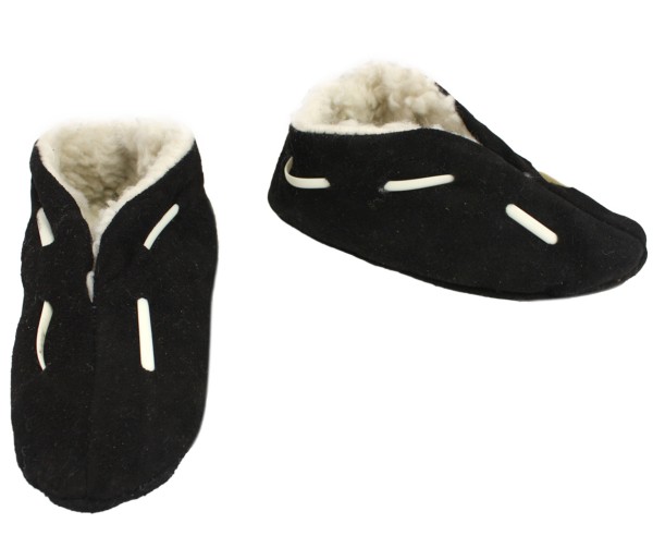 Sonia Originelli Kinder Wildlederhausschuh Leder Webpelz Schwarz