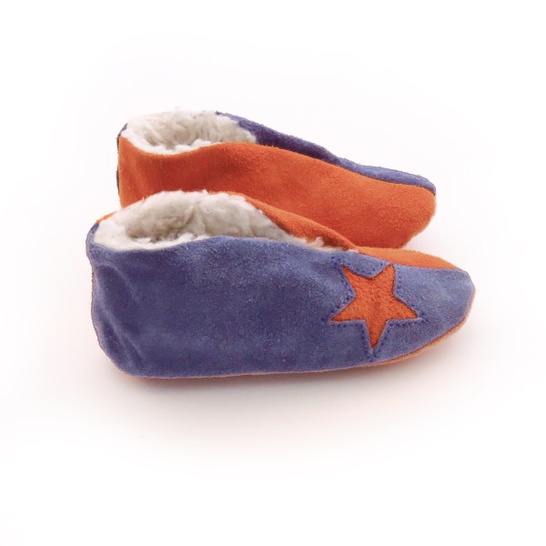 Sonia Originelli Kinder Wildlederhausschuh "Mix" Echt Leder Schluffis Stern