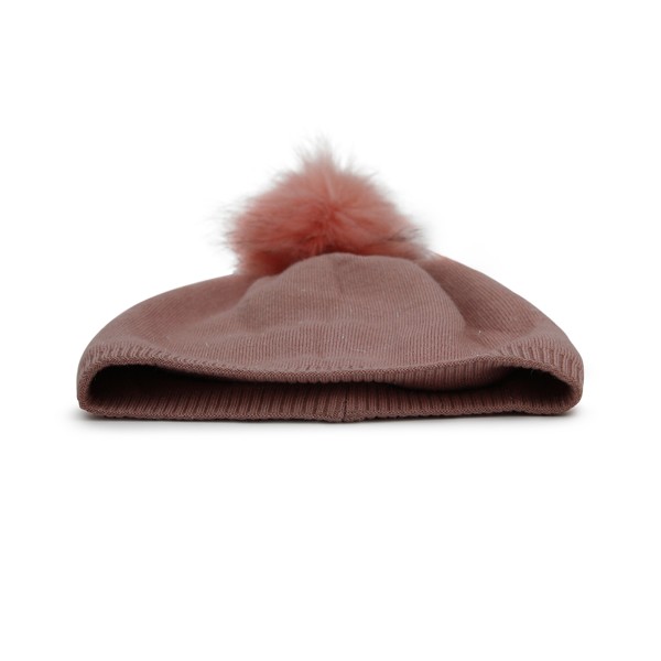 Sonia Originelli Kinder Winter Beanie Mütze Mit Glitzerfasern Und Kunstfell Bommel