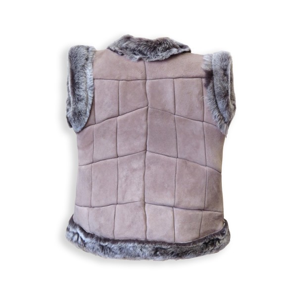 Sonia Originelli Kinderweste Naturfell Leder Lammfell Patchwork Handarbeit