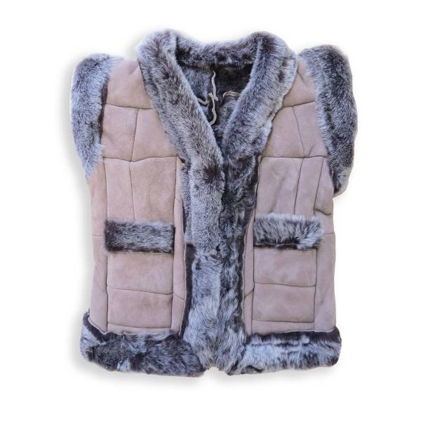 Sonia Originelli Kinderweste Naturfell Leder Lammfell Patchwork Handarbeit