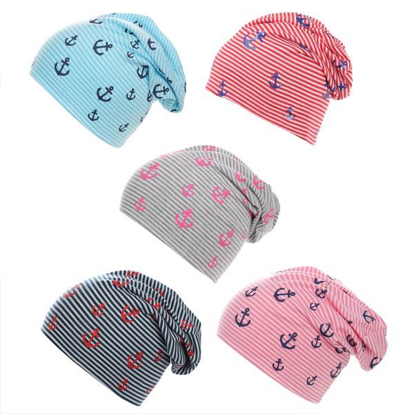 Sonia Originelli Kleinkinder Beanie Mütze "Mini Anker Maritim" Streifen Jersey Unisex