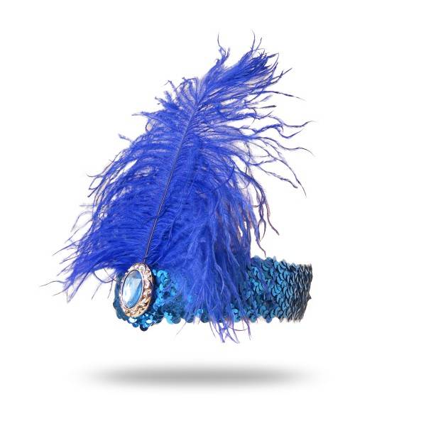 Sonia Originelli Kopfband "Pailetten" Feder Goldene 20er Fasching Burlesque JGA