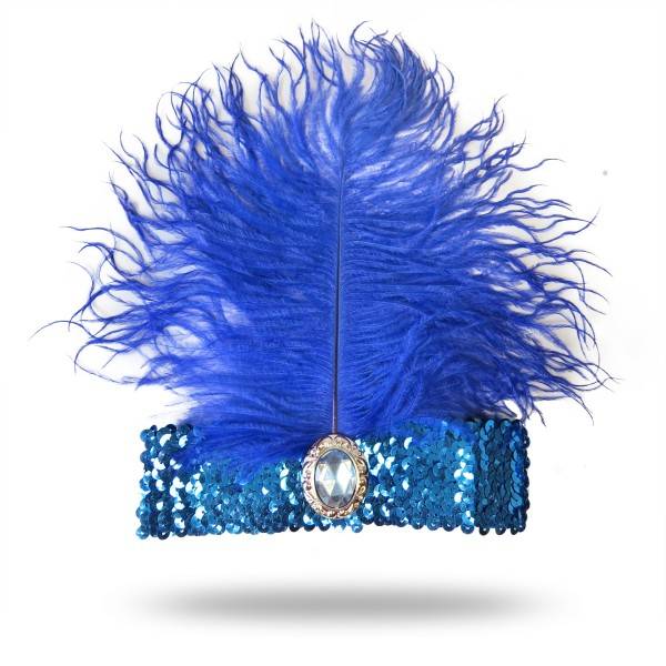 Sonia Originelli Kopfband "Pailetten" Feder Goldene 20er Fasching Burlesque JGA