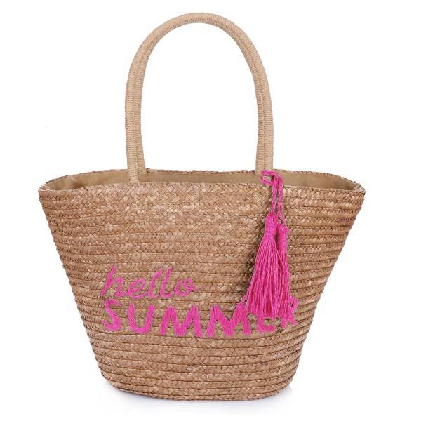 Sonia Originelli Korbtasche "Hello Summer" Stickerei Quastenverzierung Shopper Sommer