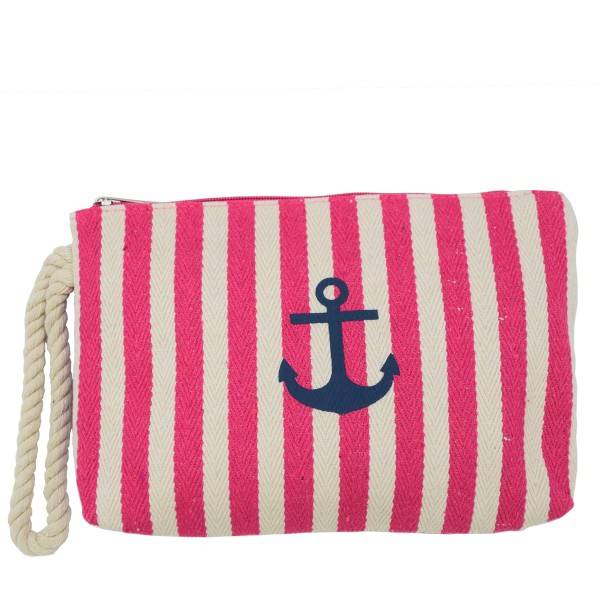 Sonia Originelli Kosmetiktasche Maritim Gestreift Anker Clutch Täschchen