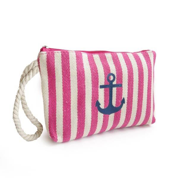 Sonia Originelli Kosmetiktasche maritim gestreift Anker Clutch Täschchen