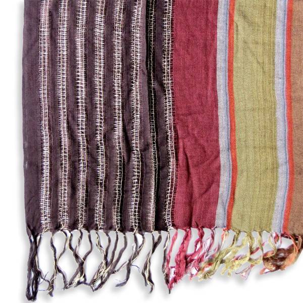 Sonia Originelli Langschal Mit Fransen Gestreift Streifen Braun Olive