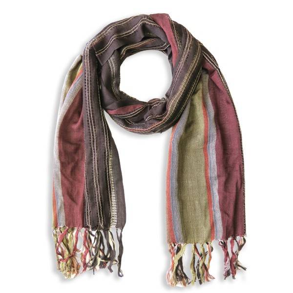 Sonia Originelli Langschal mit Fransen gestreift Streifen braun olive Sonia Originelli Langschal mit Fransen gestreift Streifen braun olive