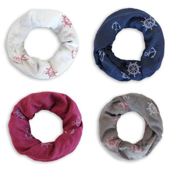 Sonia Originelli Loop Schal "Maritim Steuerrad Anker" Reliefdruck Sommer