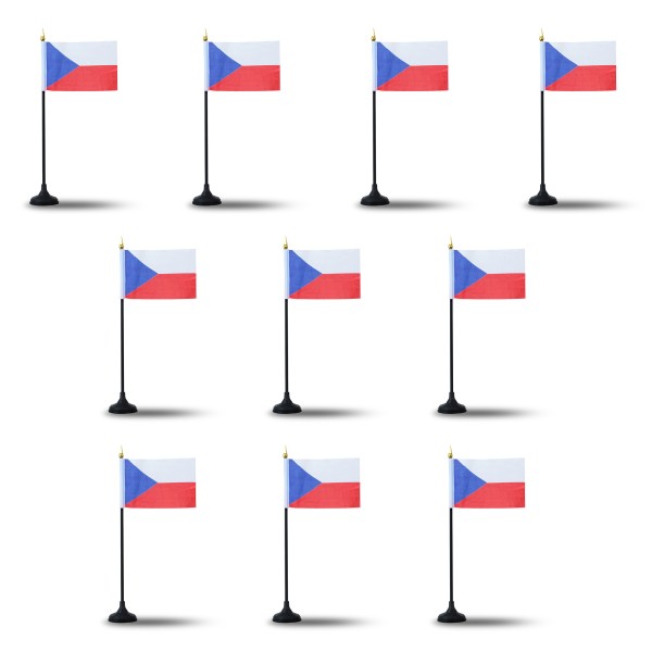 Sonia Originelli Mini Handfahnen mit Tischständer Fuß 10 Stück Set "Tschechien" Czech Republic EM WM Flaggen Fanartik