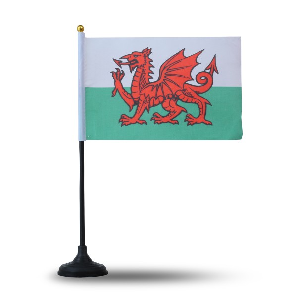 Sonia Originelli Mini Handfahnen Mit Tischständer Fuß 10 Stück Set "Wales" EM WM Flaggen Fanartikel