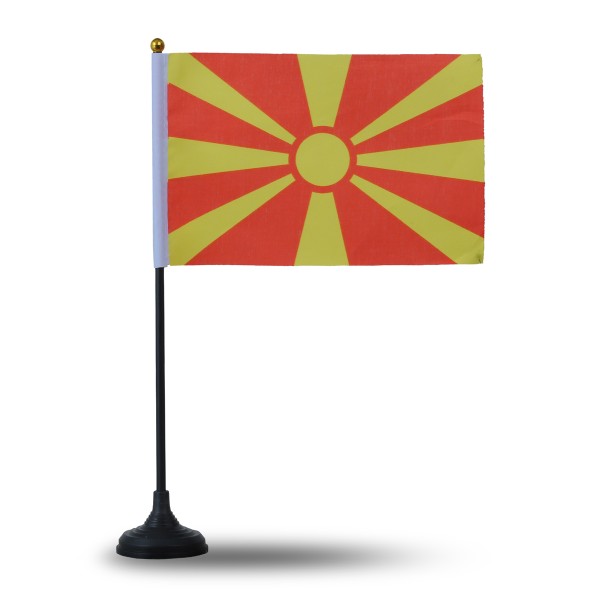 Sonia Originelli Mini Handfahnen Mit Tischständer Fuß 10 Stück Set "Nordmazedonien" North Macedonia EM WM Flaggen Fan