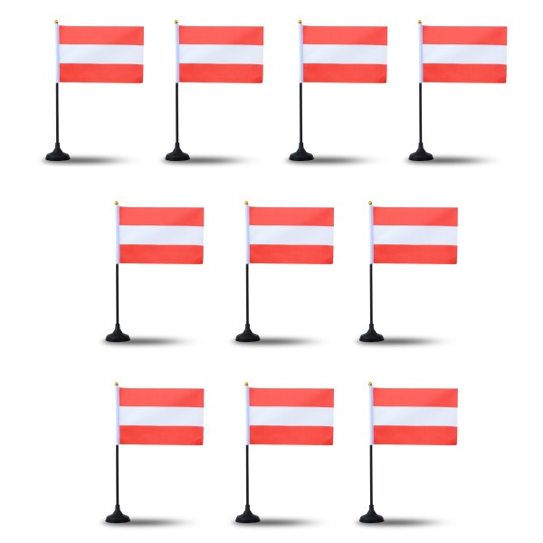 Sonia Originelli Mini Handfahnen Mit Tischständer Fuß 10 Stück Set "Österreich" Austria EM WM Flaggen Fanartikel