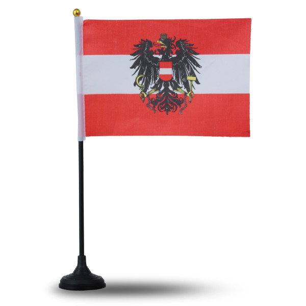 Sonia Originelli Mini Handfahnen Mit Tischständer Fuß 10 Stück Set "Österreich" Austria Wappen EM WM Flaggen Fanartik