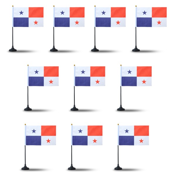 Sonia Originelli Mini Handfahnen mit Tischständer Fuß 10 Stück Set "Panama" EM WM Flaggen Fanartikel