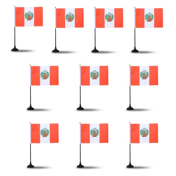 Sonia Originelli Mini Handfahnen mit Tischständer Fuß 10 Stück Set "Peru" EM WM Flaggen Fanartikel