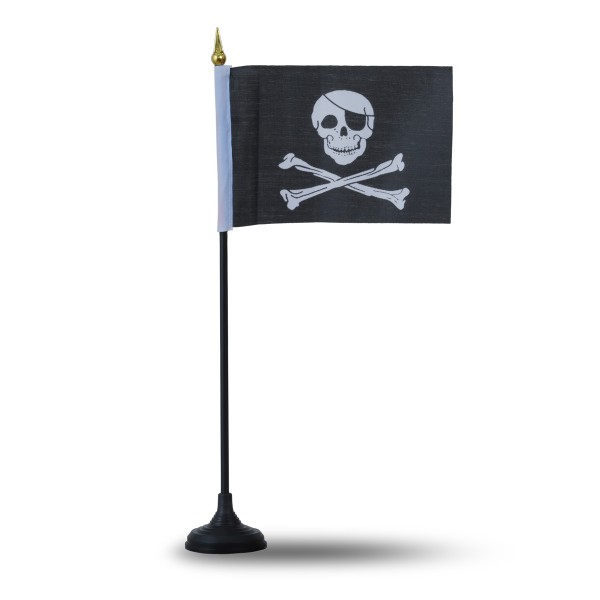 Sonia Originelli Mini Handfahnen Mit Tischständer Fuß 10 Stück Set "Pirat" Totenkopf Skull EM WM Flaggen Fanartikel