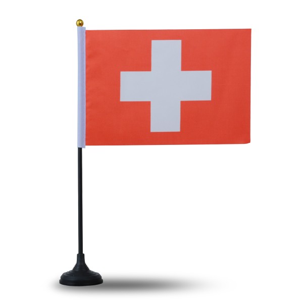 Sonia Originelli Mini Handfahnen Mit Tischständer Fuß 10 Stück Set "Schweiz" Switzerland Suisse Swiss EM WM Flaggen F