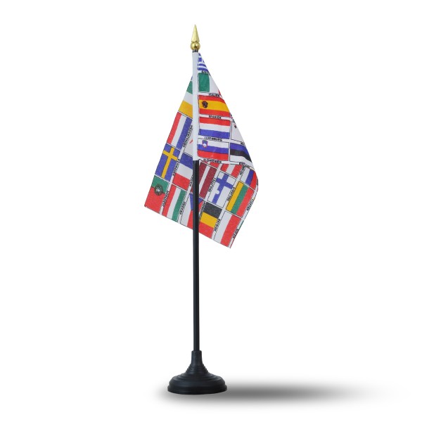 Sonia Originelli Mini Handfahnen Mit Tischständer Fuß 10 Stück Set "EU 25 Läder" Europe 25 Countries EM WM Flaggen Fa